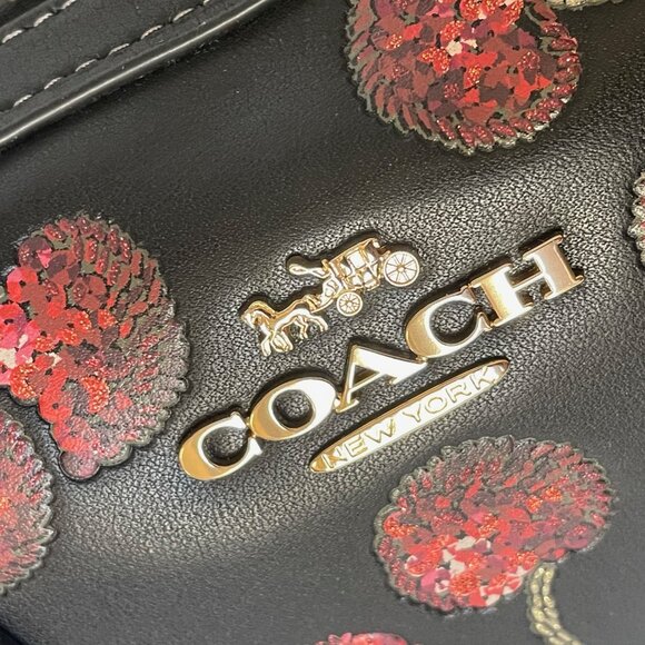 Coach Rowan Medium Satchel Cherry Black Leather Crossbody - Picture 8 of 11